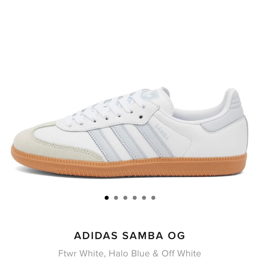Adidas sambas white and light blue